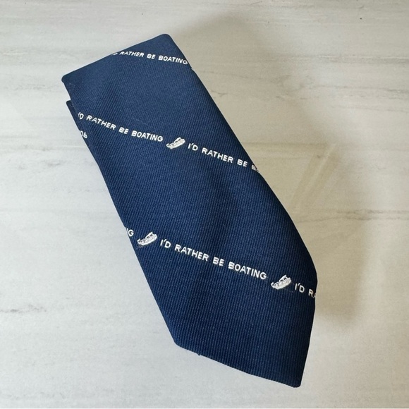 commodore Other - Blue and White Striped Silk Tie